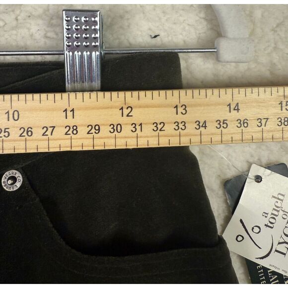 LRL Ralph Lauren Jeans Co Green Velvet Pants Women Stretch Straight Leg Size 4P - Picture 3 of 9